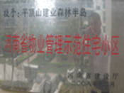 2008年12月17日，平頂山森林半島被 評為"河南省物業(yè)管理示范住宅小區(qū)"榮譽(yù)稱號。